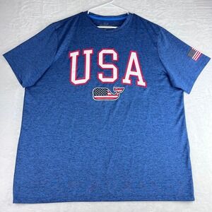 Vineyard Vines Performance T-Shirt Men's XL Blue USA Flag Whale Stretch Tee